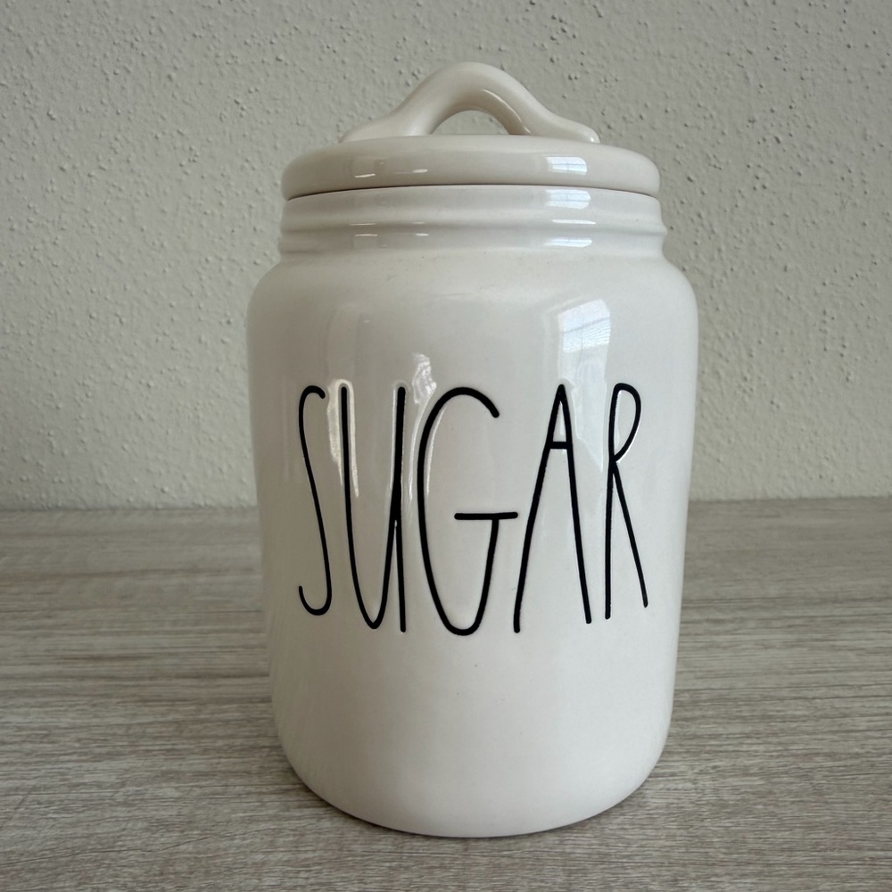 Rae Dunn SUGAR / CANDY CORN Ceramic Canister with Lid